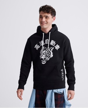 Superdry Urban Varsity Tokyo Férfi Kapucnis Pulóver Fekete | EXZFV1503